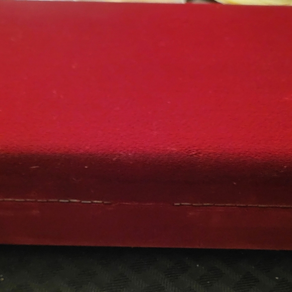 Red Velour Vintage Jewelry Storage Box w/ Gold Trim: Inner Mirror, 24 Compmts. - Picture 7 of 7